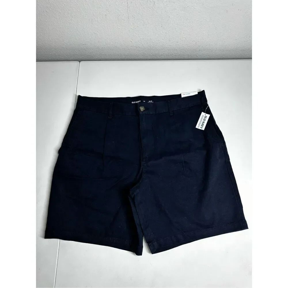 NWT Old Navy Mens Dark Blue Slim Shorts Size 34 Cotton Blend Packets